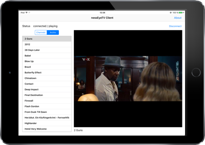 screenshot of the nessEyeTV client for iPhone & iPad